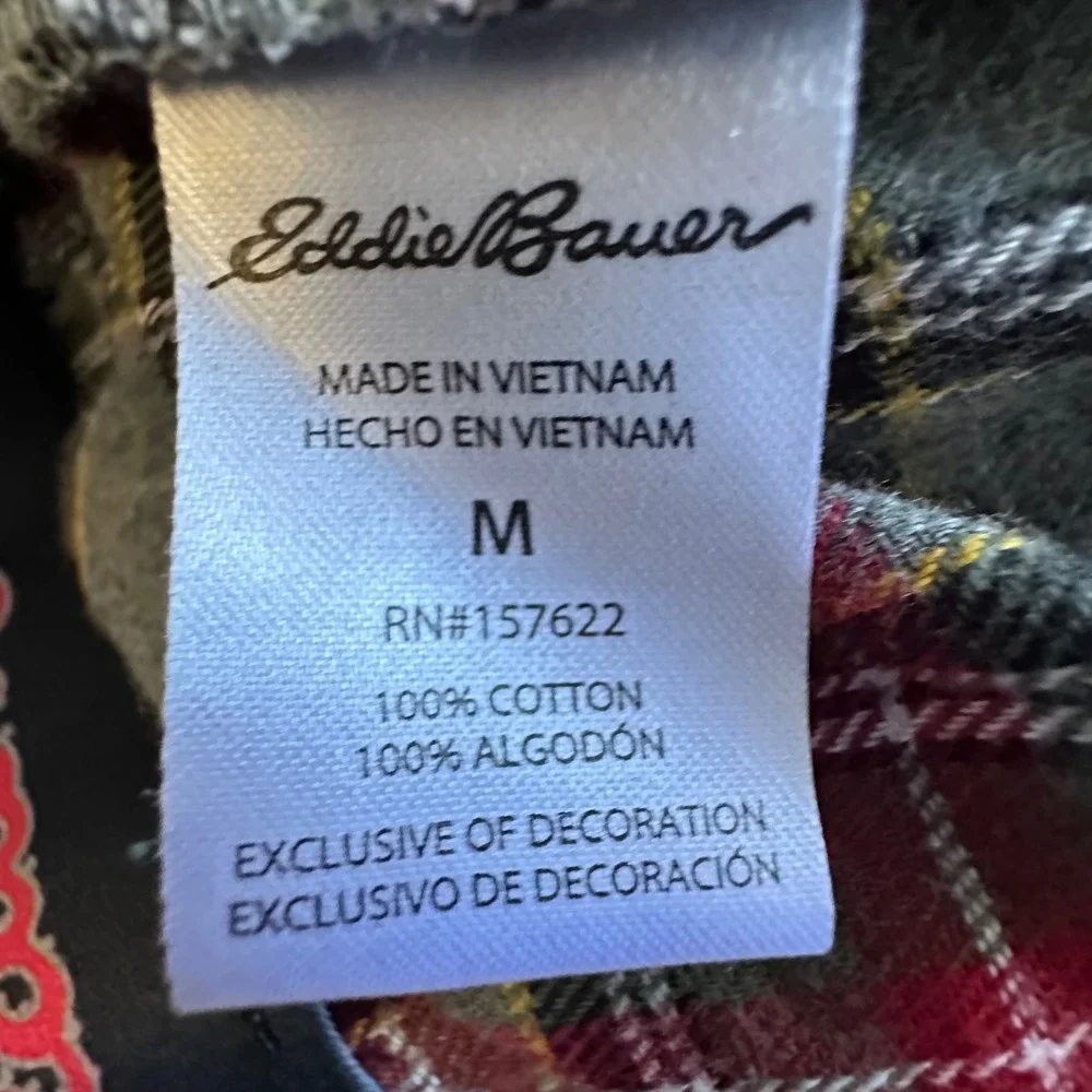 Eddie Bauer‎ Pants Men's M Gray Stewart Scotch Plaid Lounge Pajama Pants